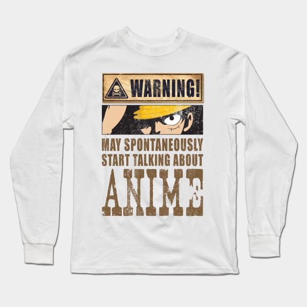 'Warning May Spontaneously Talk About Anime' Japanese Long Sleeve T-Shirt by ourwackyhome